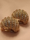 STUNNING LARGE SIGNED CINER GOLD TONE PAVE RHINESTONE CLIP EARRINGS S11 — photo 1