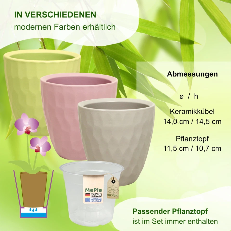 MePla - 2 Stück - Orchideenübertopf Carve + Pflanztopf - Bild 2 von 4