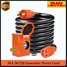 20/25FT 30A Generator Cord Power Inlet Box 30A RV Extension Cord NEMA L14-30P/R