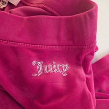 Juicy Couture Velour Track Pants Womens XL Pink Rhinestone Logo Wide Leg Y2K