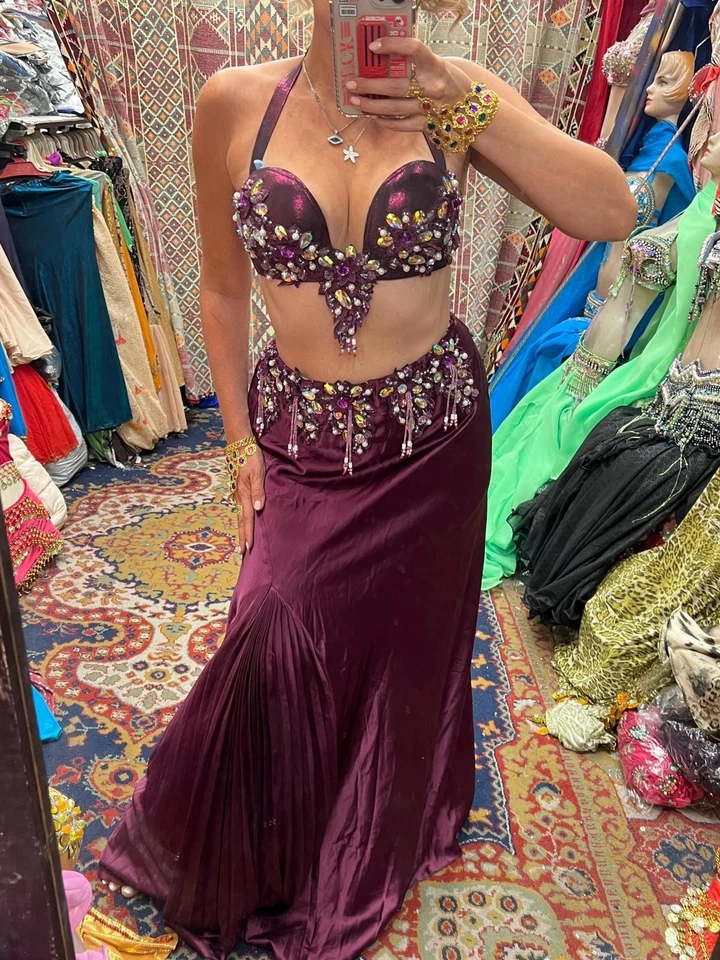 Disfraz de danza del vientre con estrás hecho a mano: vestido de festival Go-Go Foto 4 de 4