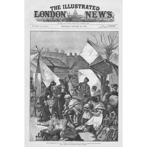 SPAIN People Taking Shelter after the Earthquake at Granada - Antique Print 1885