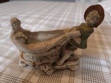 Coupe centre de table jardinière porcelaine biscuit trio d'enfant 