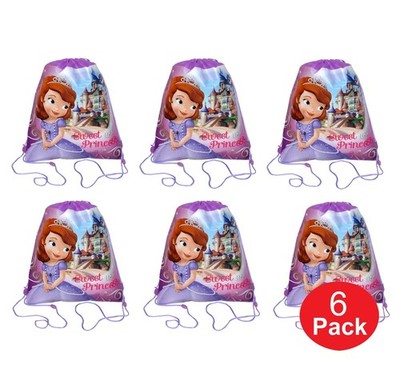 6 Disney Sofia Sling Backpack Birthday Treat Party Favor Goodie Candy Gift Bags