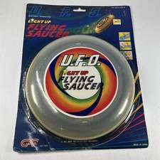 Vintage UFO Light Up Flying Saucer Frisbee, Battery Operated Glow N The Dark