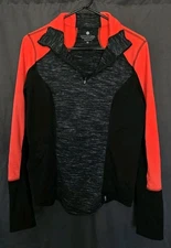 Active Life 90° By Reflux Activewear Woman's Top Thumb Holes Black& Coral