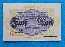 07 264 Notgeld Stadt Altona 5 Mark, 2.11.1918-1.2.1919, KN rot 6-stellig