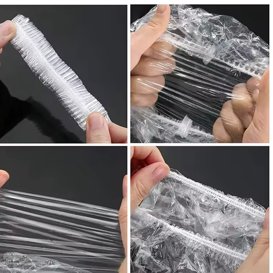 100 PIEZAS Gorros de Ducha Desechables Espesados Impermeables Gorros de Baño para Cabello para Mujeres Hombres Foto 3 de 4