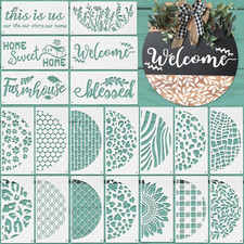 20 Pcs Welcome Stencils for Painting on Wood 11.81 x 5.91'' Labor Day Large Welc