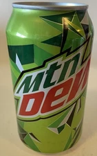 2017 12 oz. MTN DEW SODA CAN ( LIGHT GREEN ) EMPTY BOTTOM OPENED