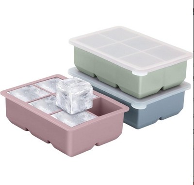 Silicone Ice Cube Tray Large Size with Leak Proof Removable Lid for Whiskey