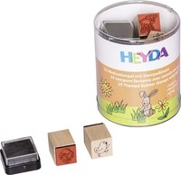 "Heyda Motivstempel Set \"FrüHling\" Klarsicht Runddose 15 Stempel"