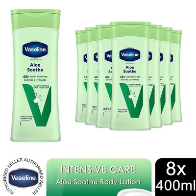 Vaseline Intensivpflege Körperlotion Aloe Beruhigen 48H leichte Feuchtigkeit 400ml, 8er-Pack