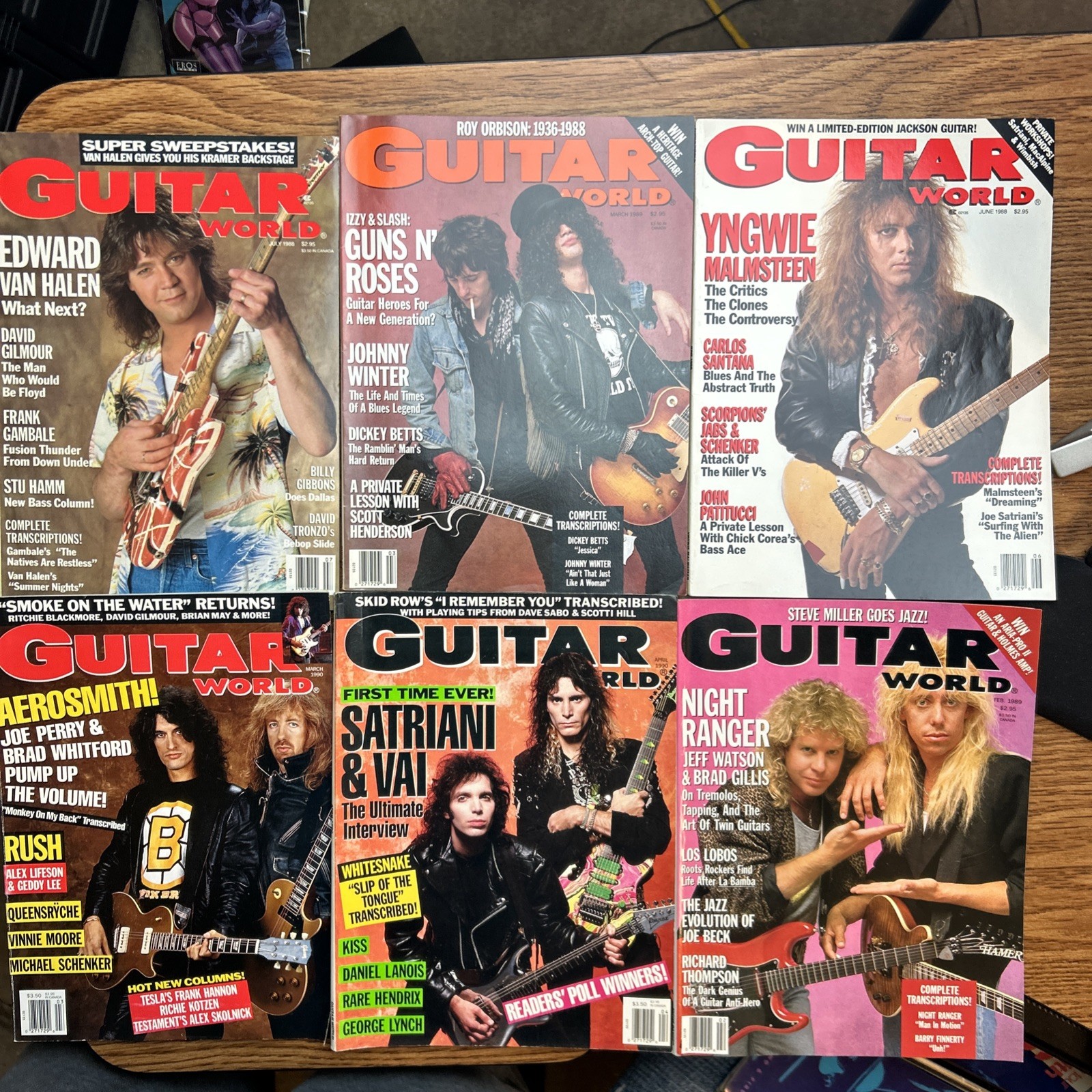 Lot 8 Guitar World Magazines 1980s Satriani Vai Van Halen Metal Rock Guitarists! thumbnail 2