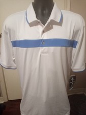 PGA Tour Pro Series Men s Polo Golf Shirt White w/ Blue Stripes XL NEW