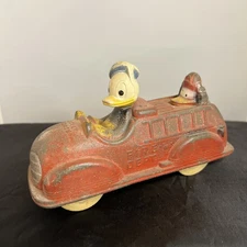 Vtg 1930s The Sun Rubber Co. Car Red Walt Disney  Donald Duck Toy