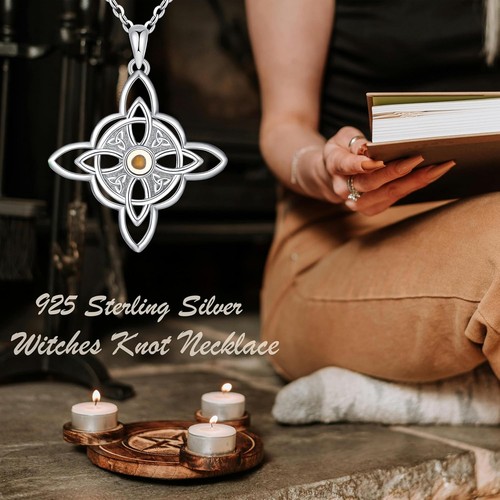 Witches Knot Necklace 925 Sterling Silver Mustard Seed Jewelry Gifts for Women - Picture 7 of 7