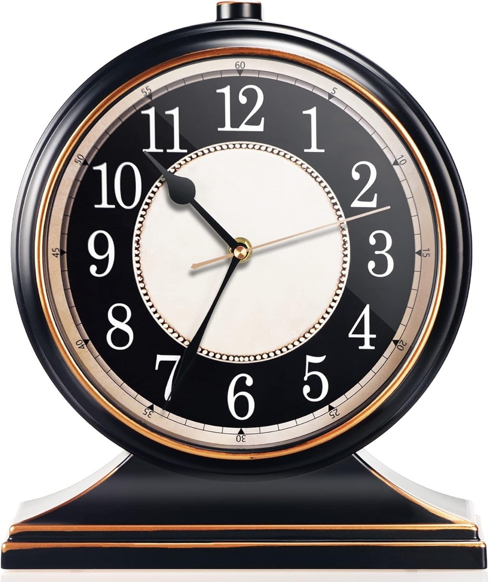 Table Clock Silent Operation, No Ticking Sound 10-inch Dial