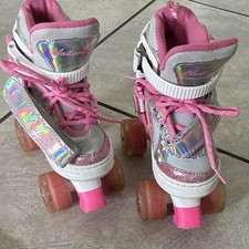 Nattork Rainbow Unicorn Girls Pink Quad Roller Skates Size 27-30