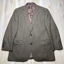 Brooks Brothers 1818 Madison Tweed Wool Herringbone Sports Coat Green Mens 44R