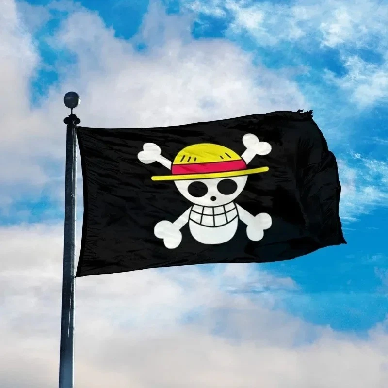 3x5 Ft One Piece Luffy's Straw Hat Pirate Flag High Quality Polyester Banner