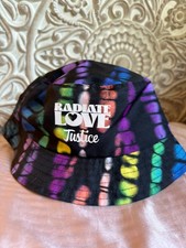 Justice tween bucket hat Radiate Love tie dye black one size fits most