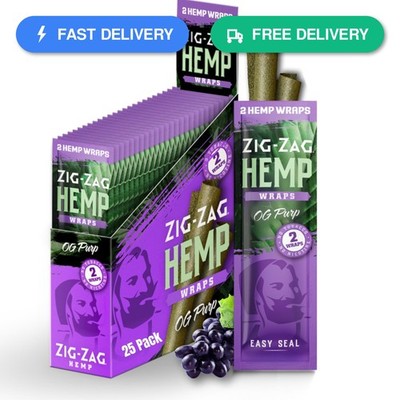 ZIG-ZAG Hemp Wraps 25-Pack - OG Purp 2 Wraps Per Pack