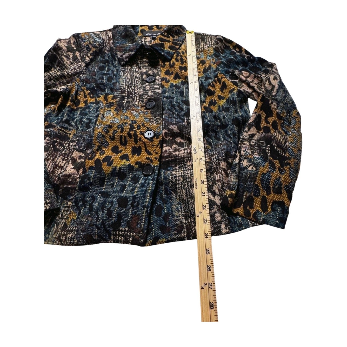 Briggs New York Patchwork Print Button Front Jack… - image 8