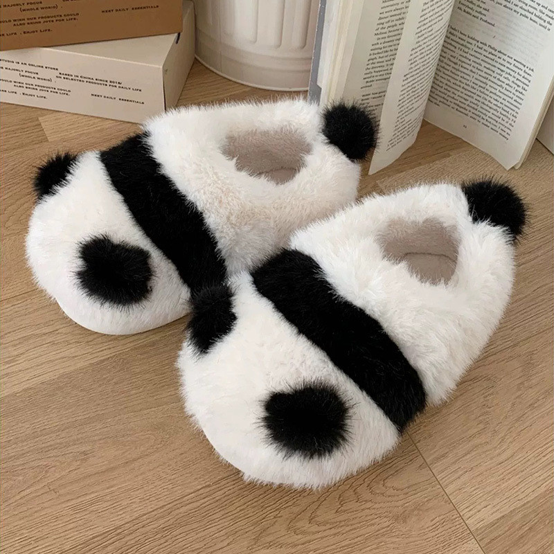 SAOLA Pantofole donna invernali suola morbida peluche cotone panda cartone animato scarpe calde