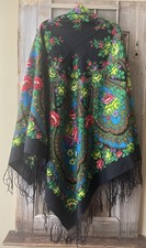 Rare Pavlovo Posad  Finift  341-20 148cm Early 1990s Wool Shawl Discontinued