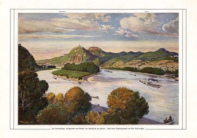 Siebengebirge Königswinter & Honnef XL Kunstdruck 1908 Paul Preissler Rolandseck