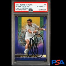 Novak Djokovic 2024 Topps Chrome Purple Refractor /499 Auto PSA Authentic