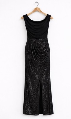 Elisabetta Franchi Red Carpet Dress Sequined Black Long Elegant Size 6 Or 42 NWT