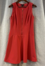 Lauren Ralph Lauren Zip Front Coral Dress Size 12 Preppy A-Line Sleeveless