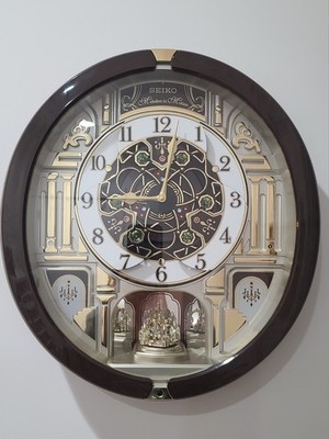 Seiko Melodies in Motion Wall Clock 40 Songs - Golden QXM394BRHZ