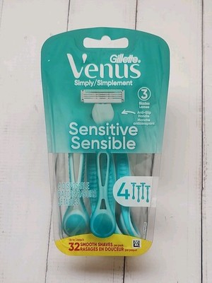 Venus Simply Sensitive Women's 3 Blade Disposable Razor, 4 count