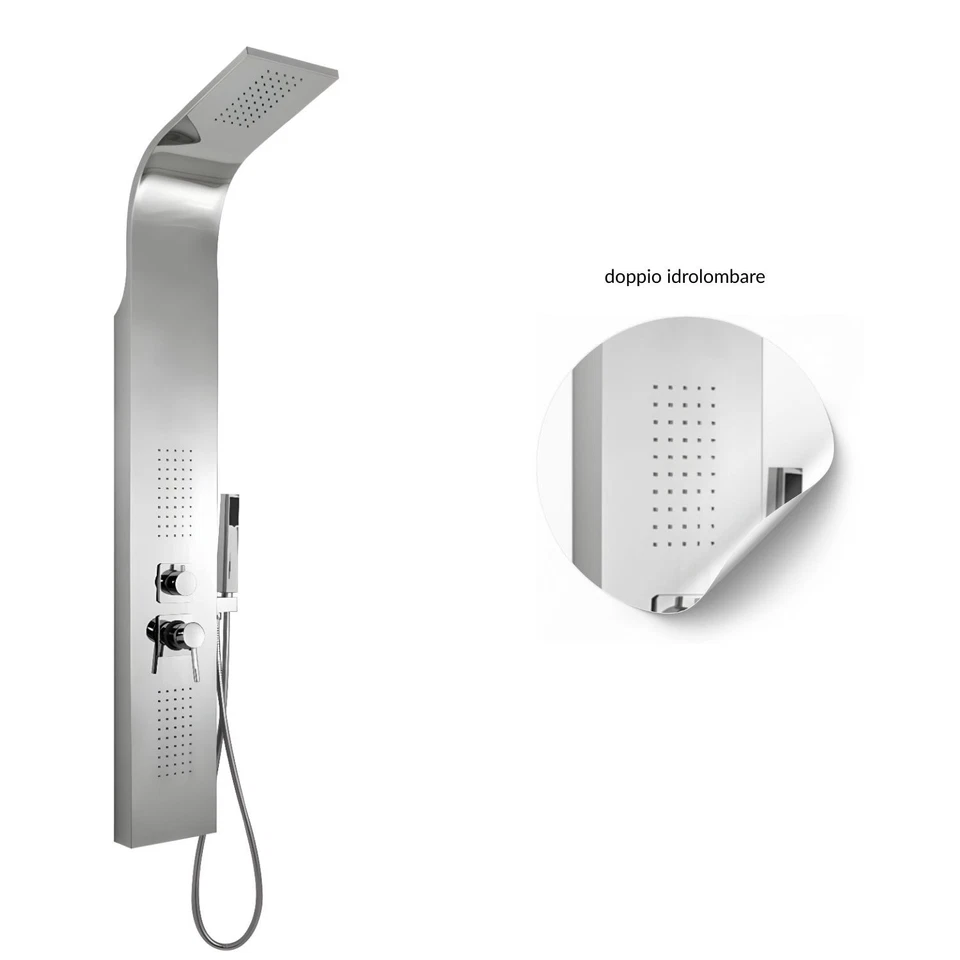 Colonna Doccia 3 Funzioni Acciaio Inox 2 Bocchette Idro Lombari L20xP44xH140 - Immagine 3 di 4