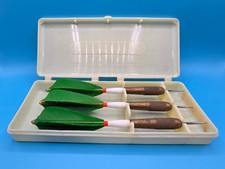 Vintage Silvertrim Dart Set with Case - Green Feather Flights -