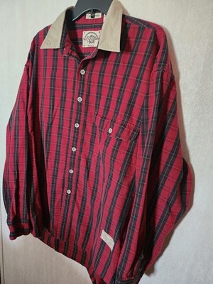 Vintage Mens Salty Dog Gant Long Sleeve Shirt XL 90''s Plaid Bulldog Twill