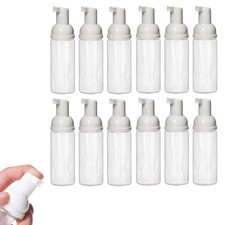 12 White Empty Foam Pump Bottles Plastic Mini Travel Soap Dispenser 50ml 1.7oz