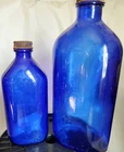 Vintage Blue Glass Bottles - Milk of Magnesia Set of Two