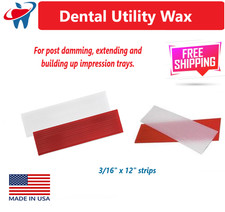 Dental Utility Wax 3/16" x 12" strips, Square Rope, Round Strips, White / Red US