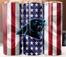 Carolina Panthers Football NFL American Flag Tumbler 20 oz Cup Mug Straw