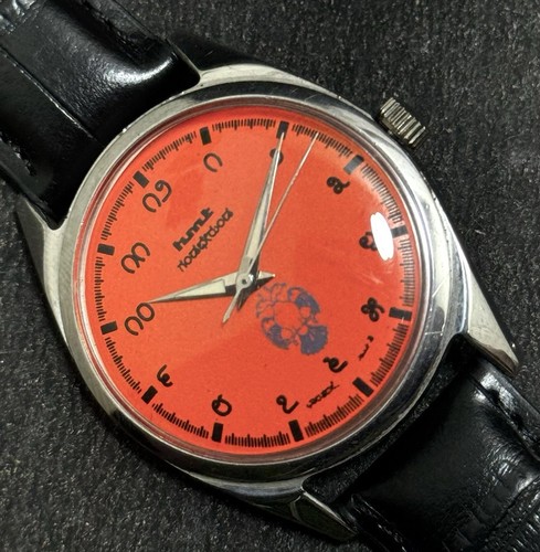 Vintage HMT Kannada Gandaberunda 17 Jewels With Orange Dial Men Wristwatch