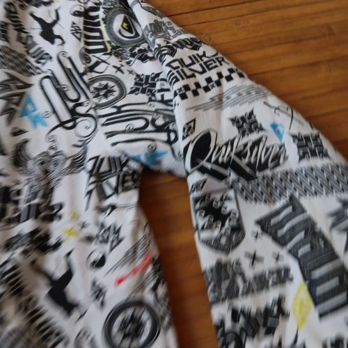 Vtg Y2K Quiksilver AOP Full Zip Hoodie Sweatshirt Youth 12-14 Fits Adult Small/M - Picture 4 of 8