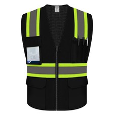 Uno Mejor Safety Vest for Men, Hi Vis Mesh Vest, High Visibility, Black, XL