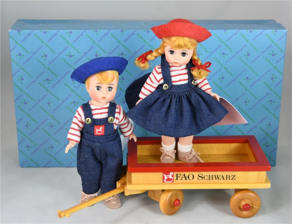 Madame Alexander Dina & David FAO negro exclusivo sin usar, en caja Wood Wagon Box Foto 3 de 4