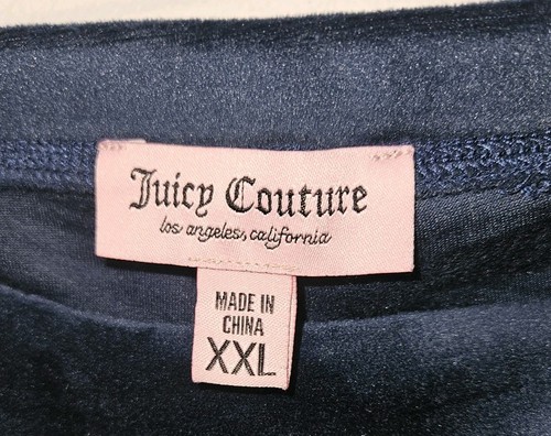 Vintage Juicy Couture Pants Women’s XXL Velour Navy Blue Y2K Hip Gems Wide leg - Picture 3 of 5