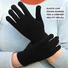 3 Pairs Unisex Winter Magic Gloves - Adults Warm Stretchy Black Knit One Size
