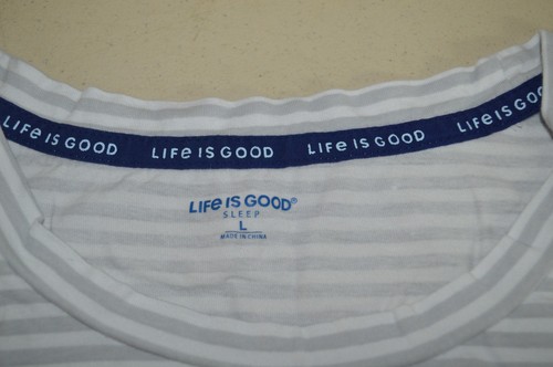 Life Is Good Nachthemd mit Pfotenabdrücken Damen groß grau gestreift - Bild 5 von 6